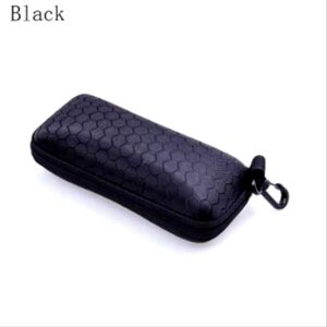Black Hexagon Patterned Hard Sunglasses Case W/Zip Closure. NEW!